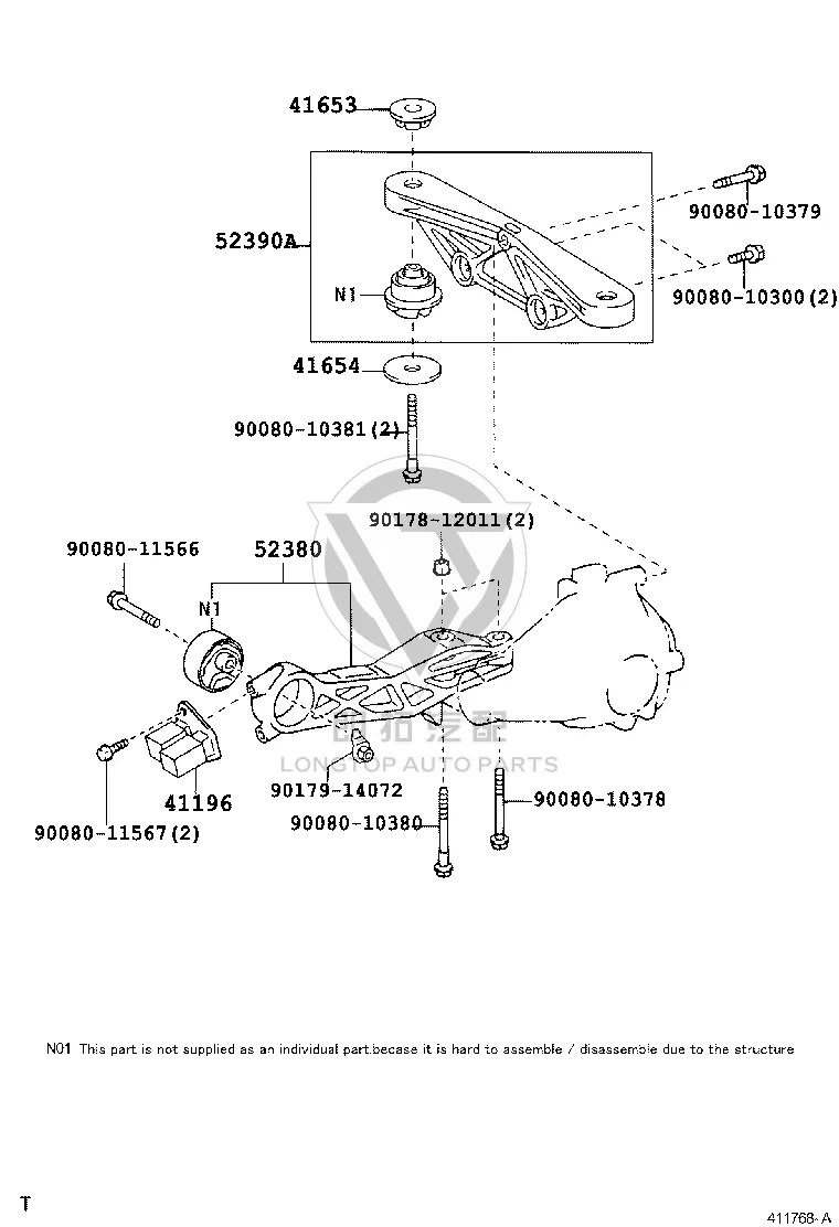Rear Axle Differential Rear Support 52380-45030 for Toyota Sienna