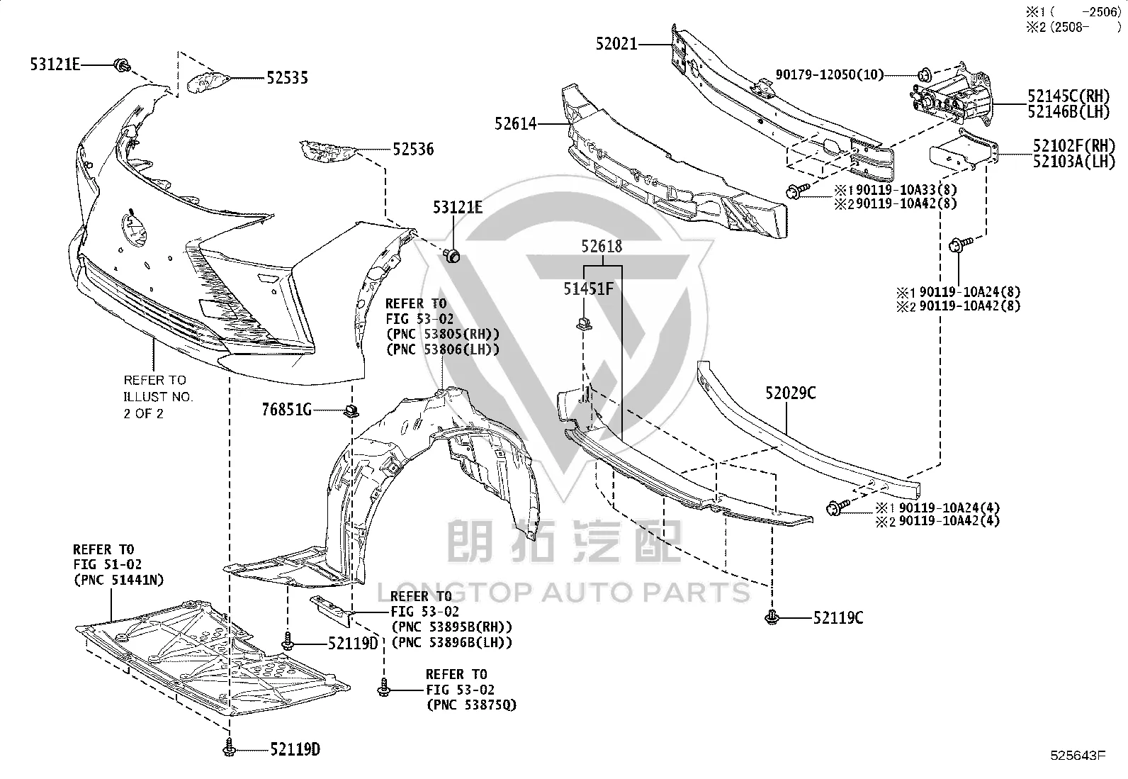 Front Bumper Bracket 52536-46010 for Lexus RZ450E