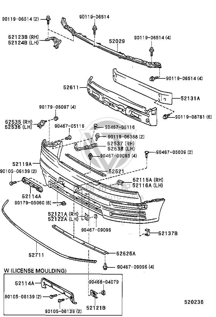 Front bumper bracket (upper right) 52537-50020 for Toyota Celsior