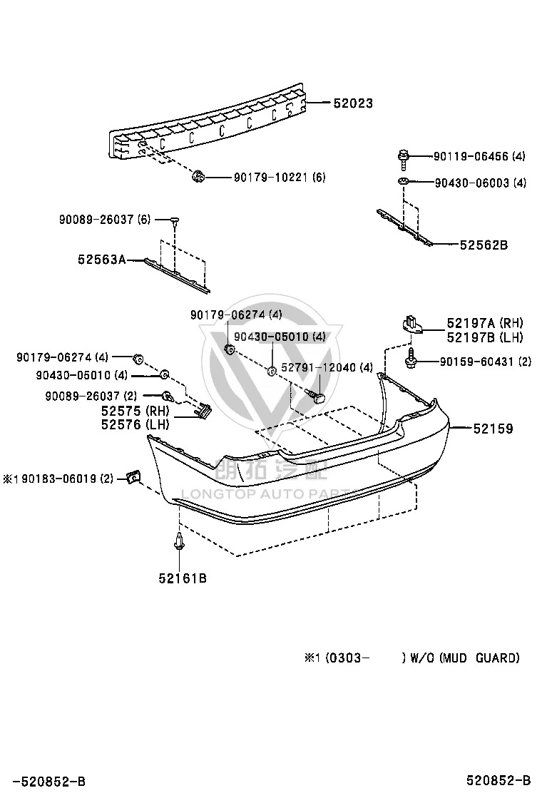 Rear Bumper Bracket 52563-33010 for Toyota Camry