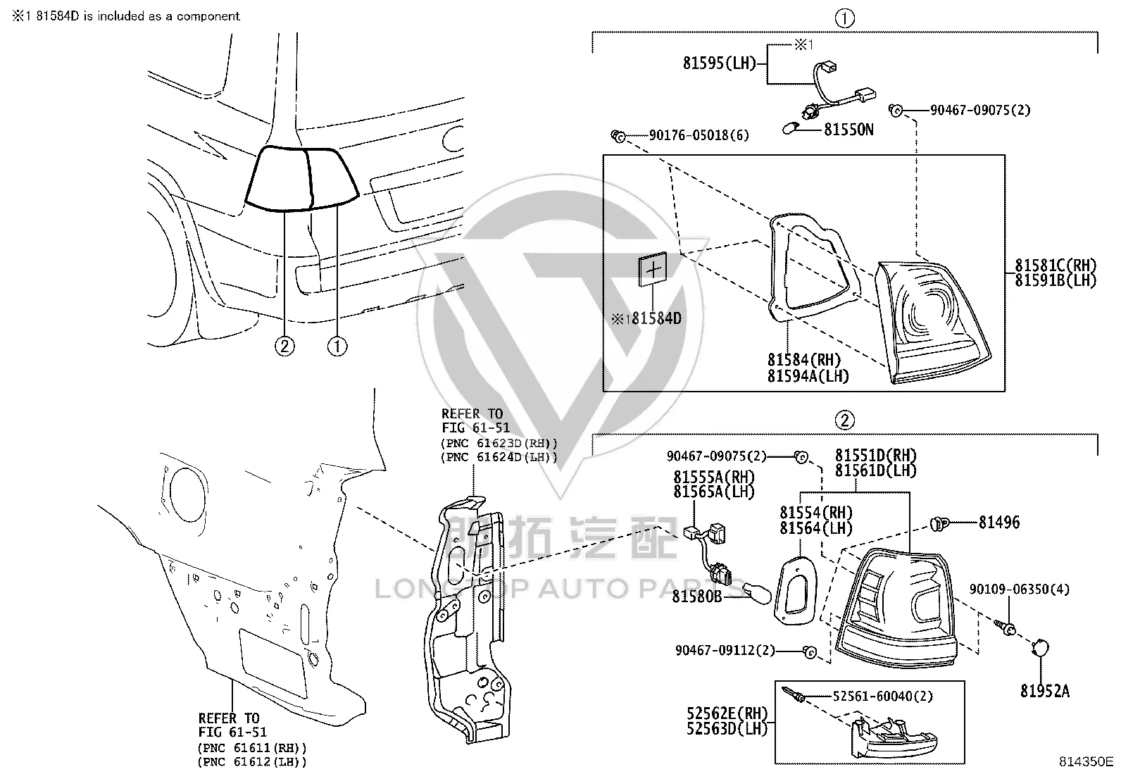 Rear Outer Lamp Subassembly (Right) 81551-60A80 for Toyota Land Cruiser