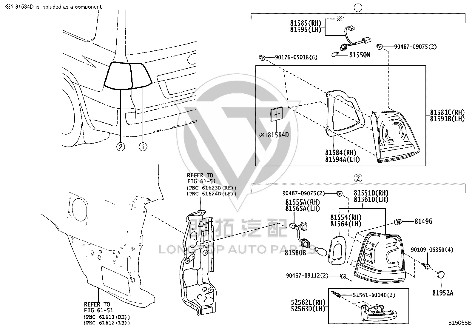 Tail Lamp Holder 81585-60360 for Toyota Land Cruiser