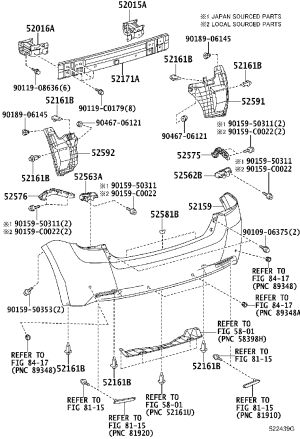 Toyota Rear Bumper Skin 52159-0F909 for E'Z (ZGR2#) 2011-2016