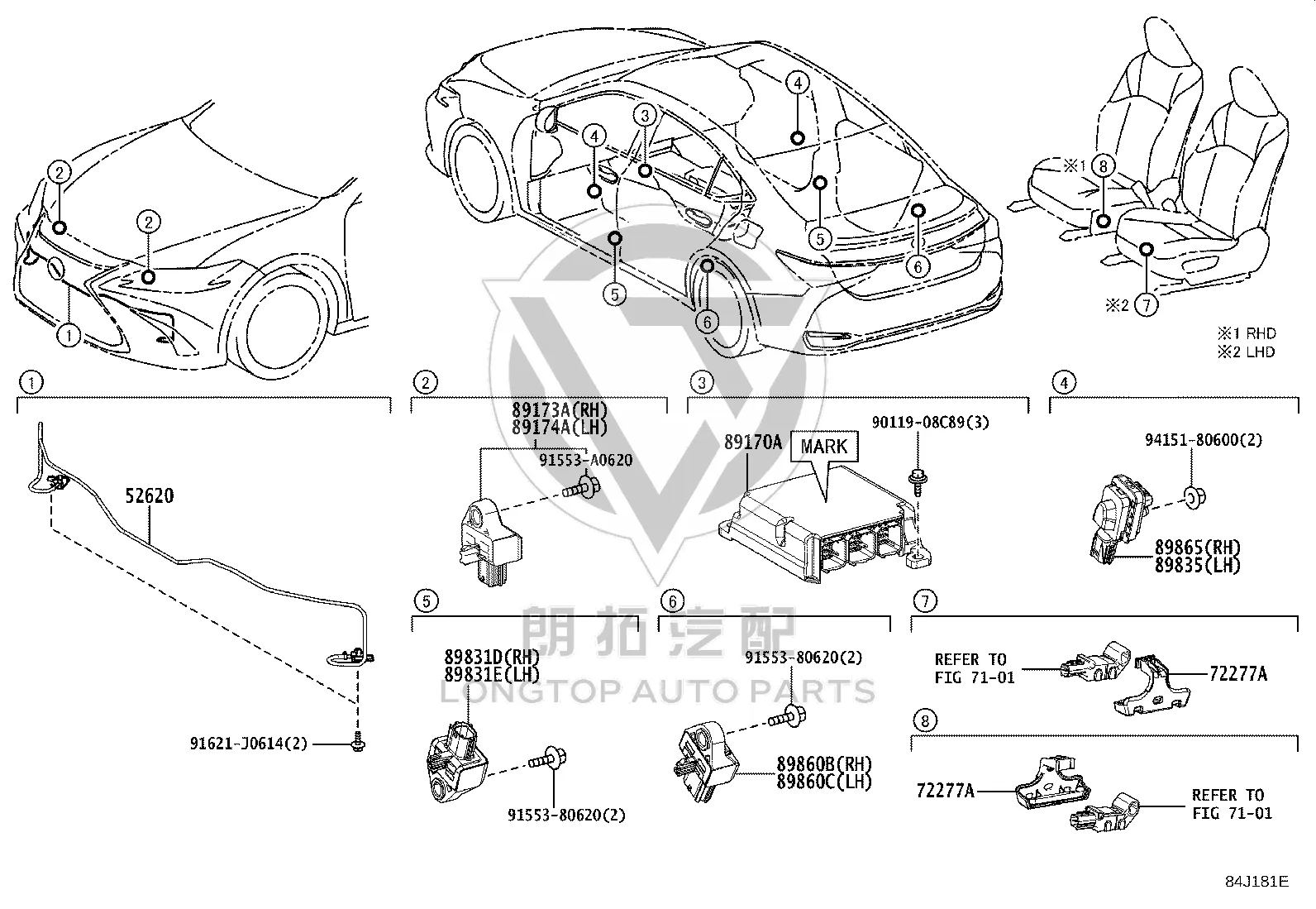Airbag Control Module 89170-33P90 for Lexus ES350
