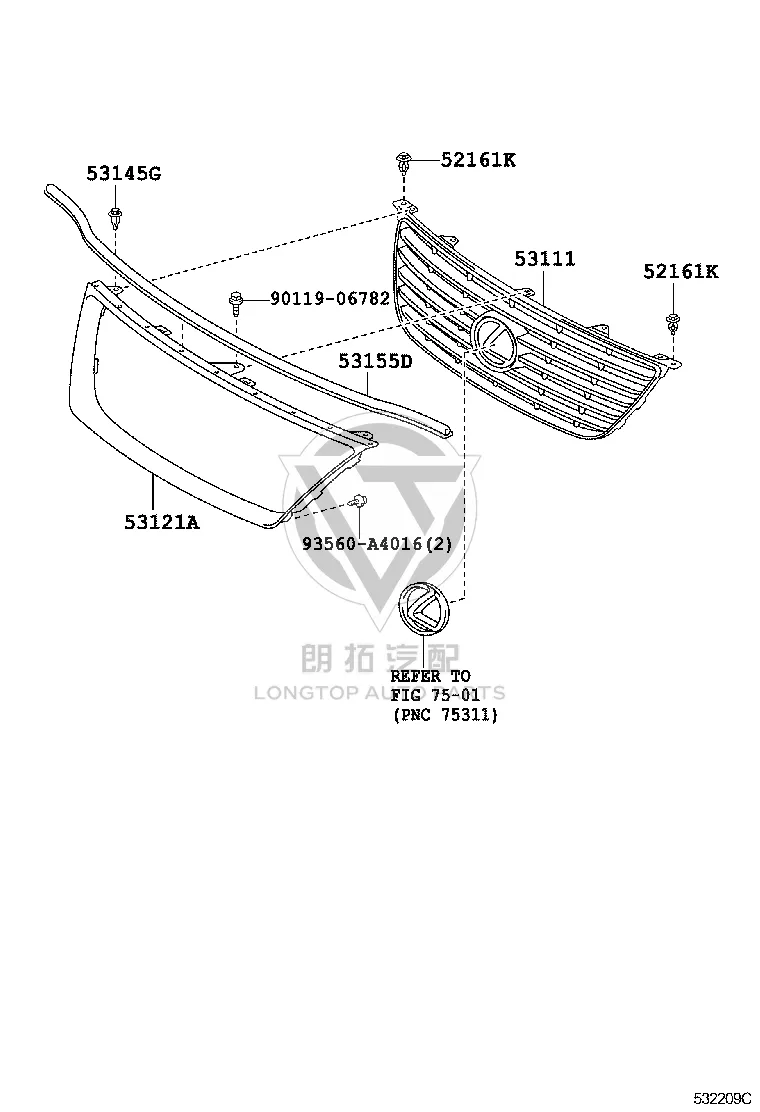Radiator Grille 53112-33080 for Lexus ES