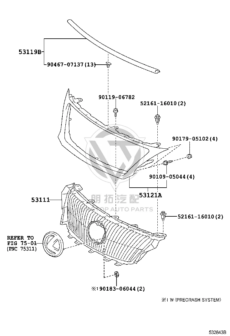 Grille Frame 52711-53010 for Lexus IS250