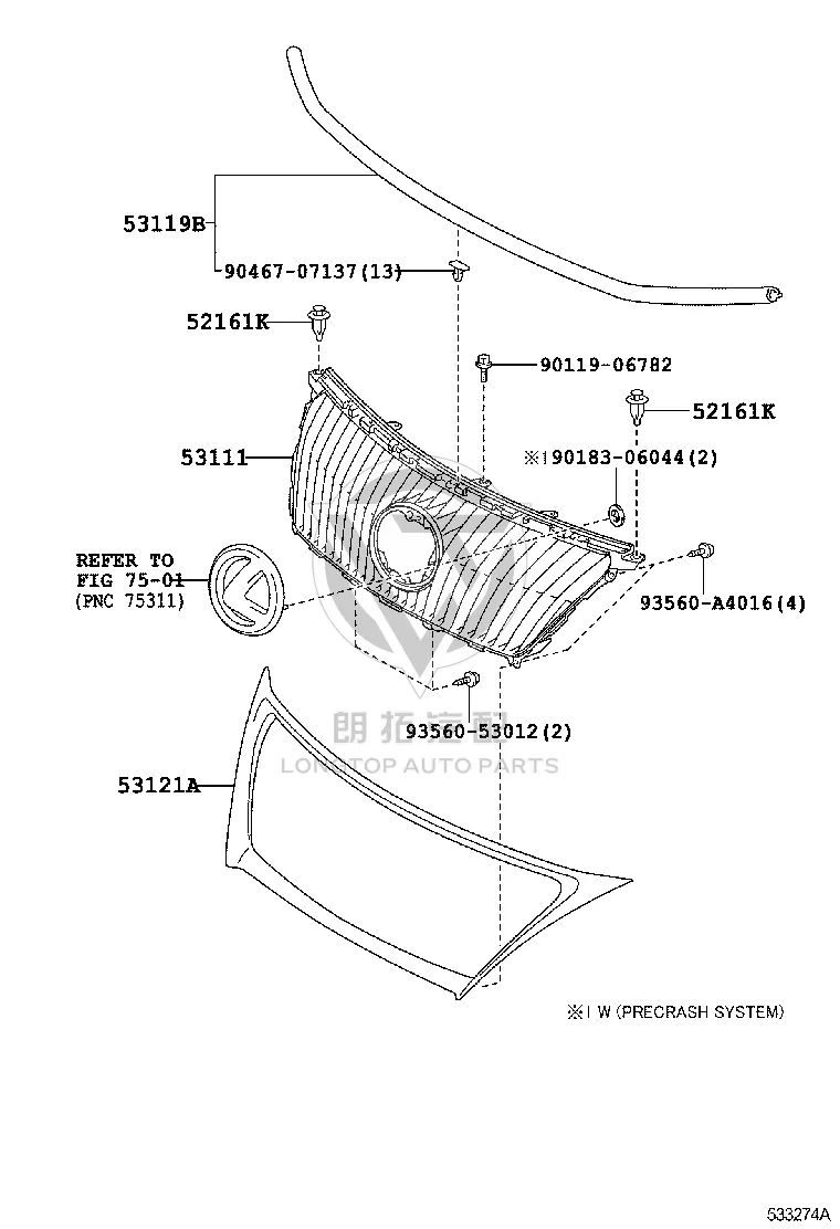 Screw Tapping 93560-A4016 for Lexus ES240, IS250 & IS250C