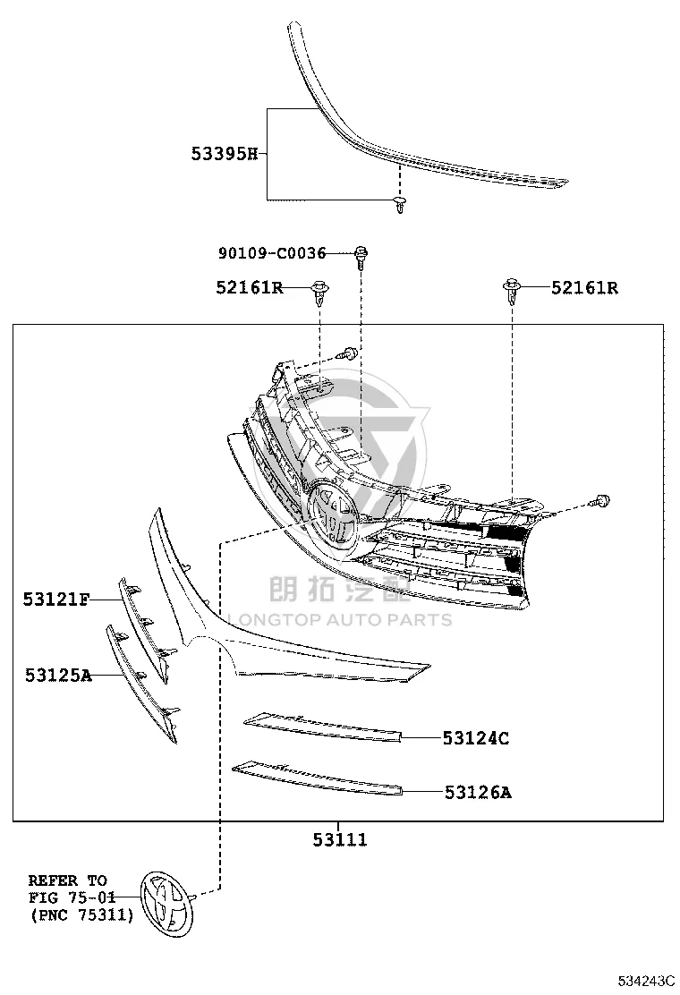 Radiator Grille 53100-02C30 for Toyota Corolla