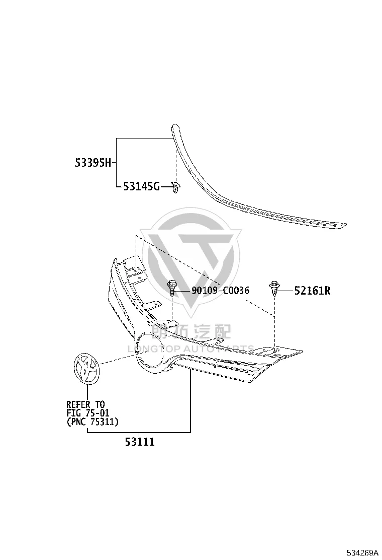 Radiator Grille 53100-02430 for Toyota Levin