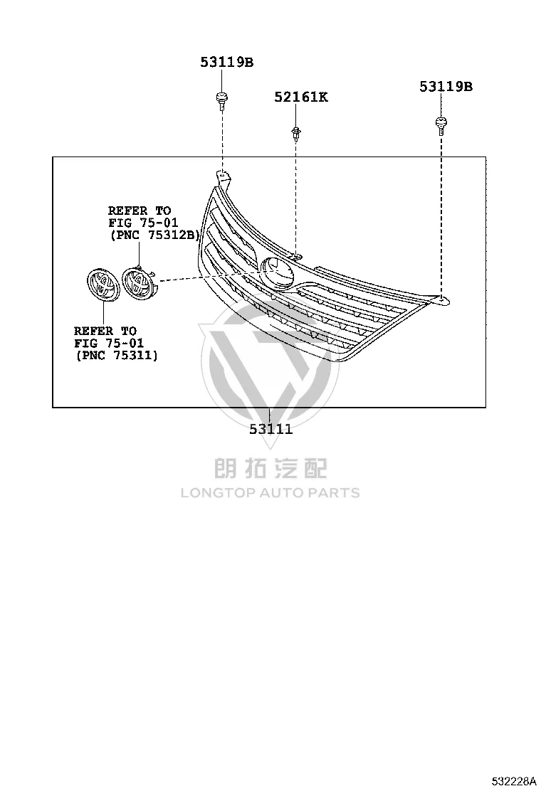 China Open 53101-06160 for Toyota Camry
