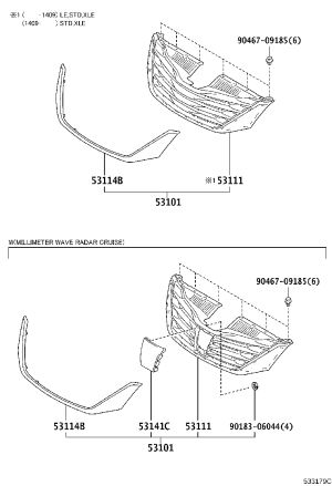 Grille Assembly 53101-08150 for Toyota Sienna