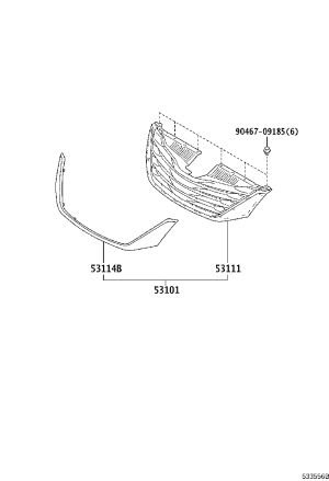 Upper Radiator Grille 53114-08020 for Toyota Sienna