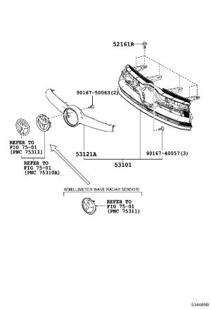 Front Grille Molding 53121-0E110 for Toyota Highlander