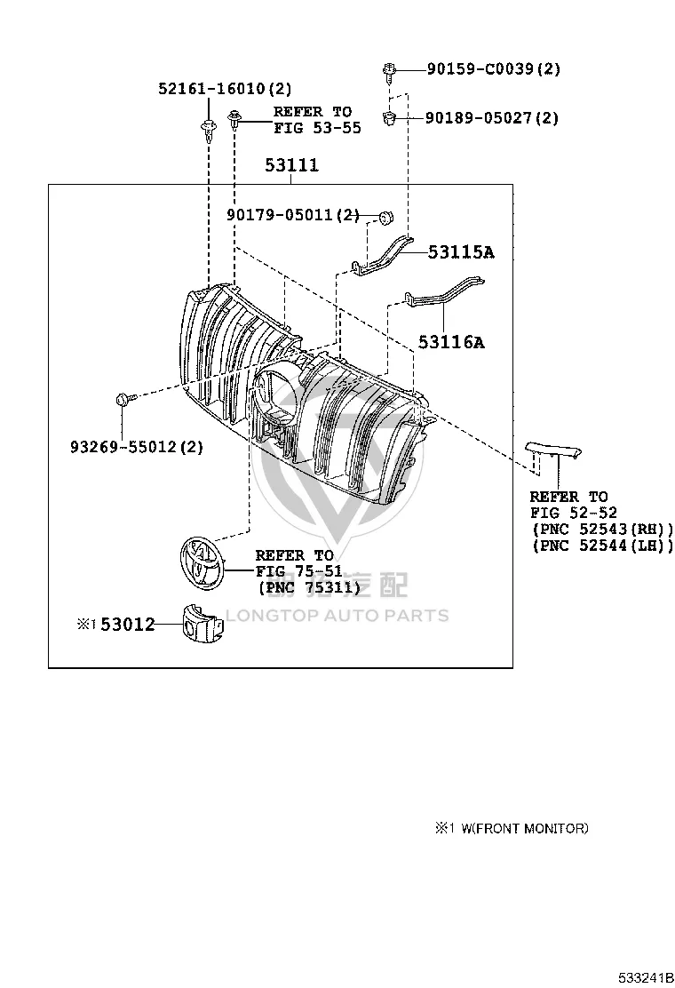 Grille 53101-0G051 for Toyota Land Cruiser Prado