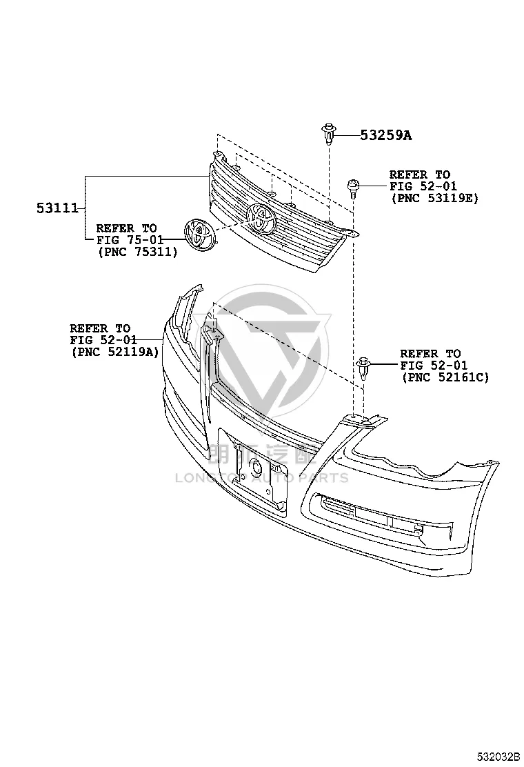 China Open 53101-0P020 for Toyota Reiz