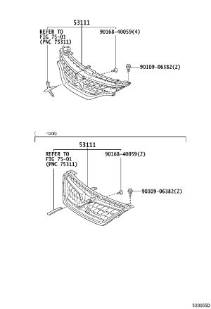 Front Grille 53101-22670 for Toyota Mark X
