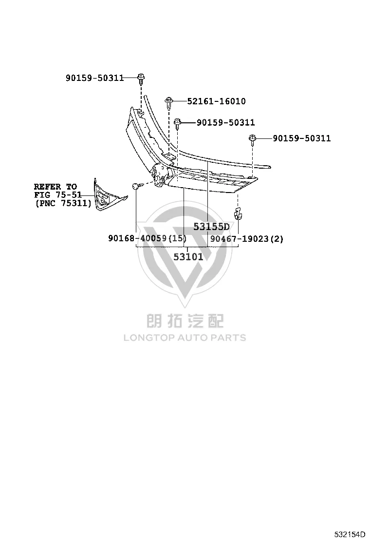 Radiator Grille 53101-28280C0 for Toyota Estima