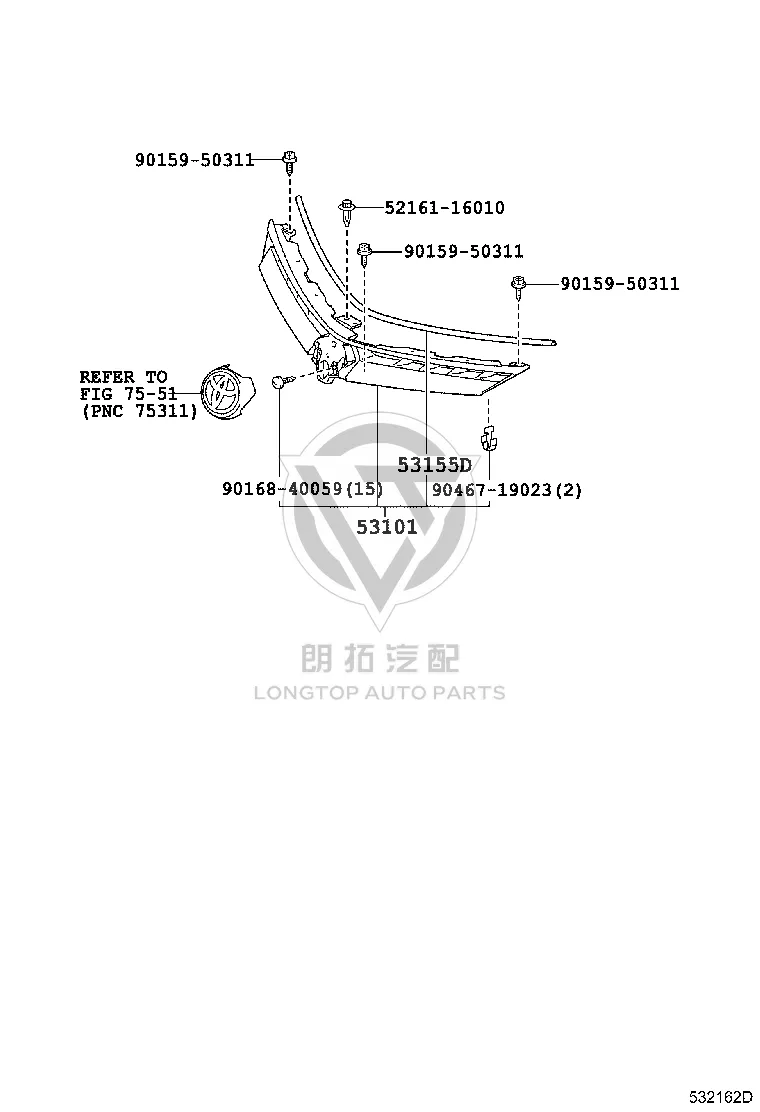 Front Grille 53101-28472C0 for Toyota Previa