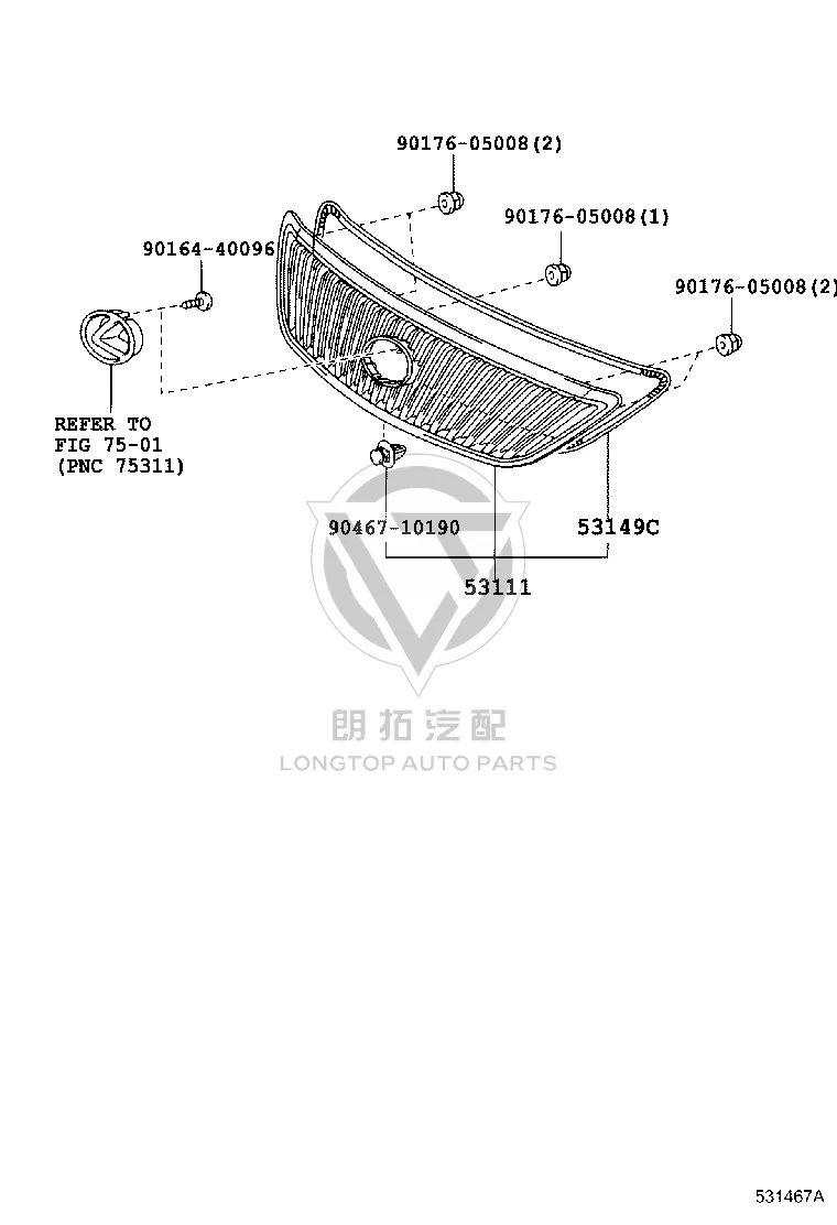 Genuine Toyota Grille 53101-48071 for Toyota Harrier