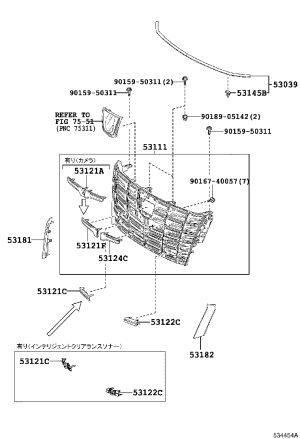 Middle Net Frame Grille Assembly 53101-58460 for Toyota ALPHARD