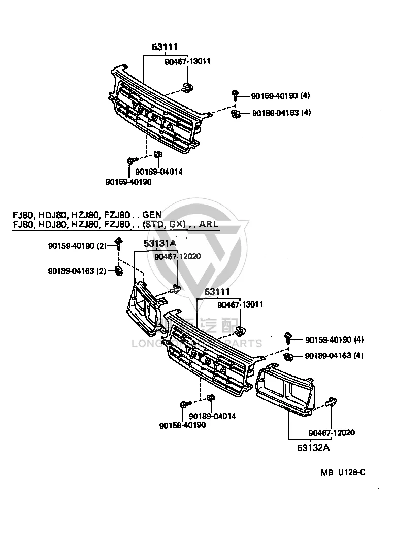 Radiator Grille 53101-60130 for Toyota Land Cruiser