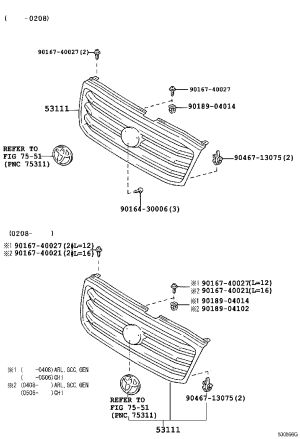 Grille 53101-60370 for Toyota Land Cruiser