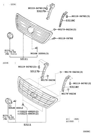 Front Grille 53101-60380 for Lexus LX470