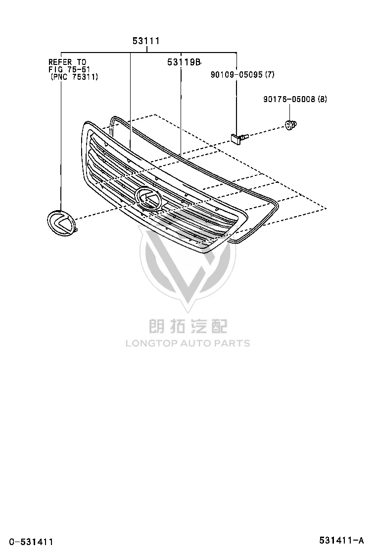 Radiator Grille 53101-60560 for Lexus GX470