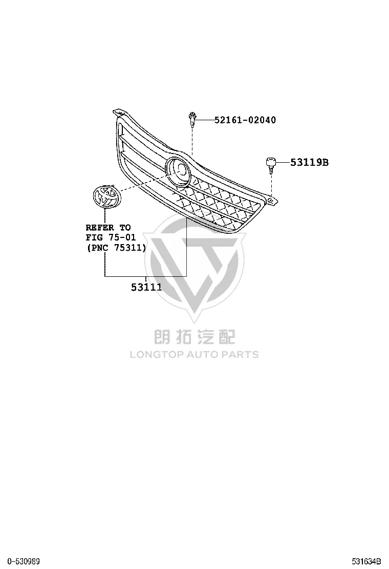 China Open 53101-YK010 for Toyota Corolla