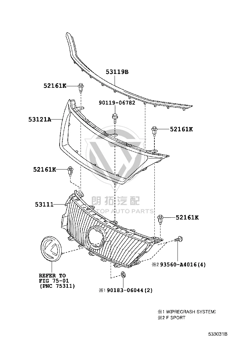 Radiator Grille 53112-53120 for Lexus IS250C