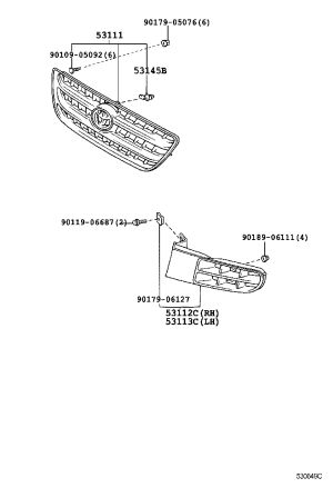 Front Bumper Grille (Left) 53113-44010 for Toyota Picnic