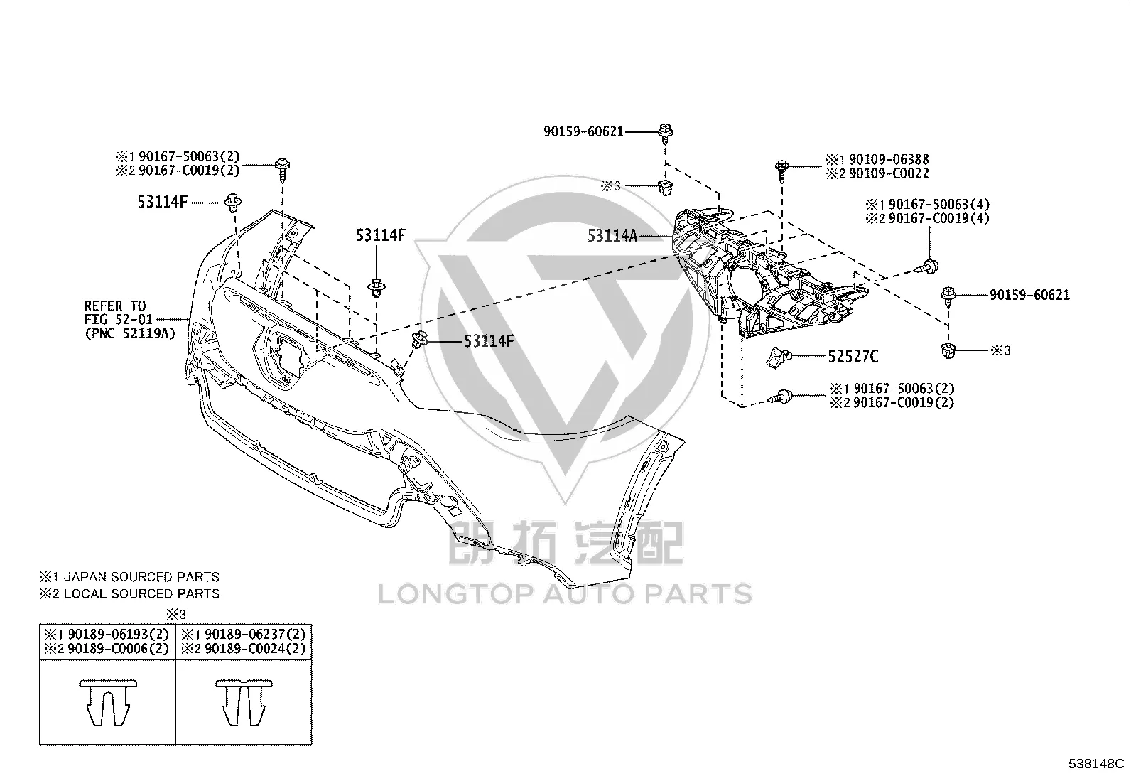 Middle Grille 53114-0A050 for Toyota FRONT LANDER