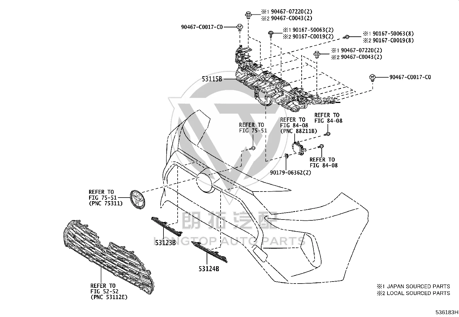 Center net molding (right) 53123-0R080 for Toyota RAV4