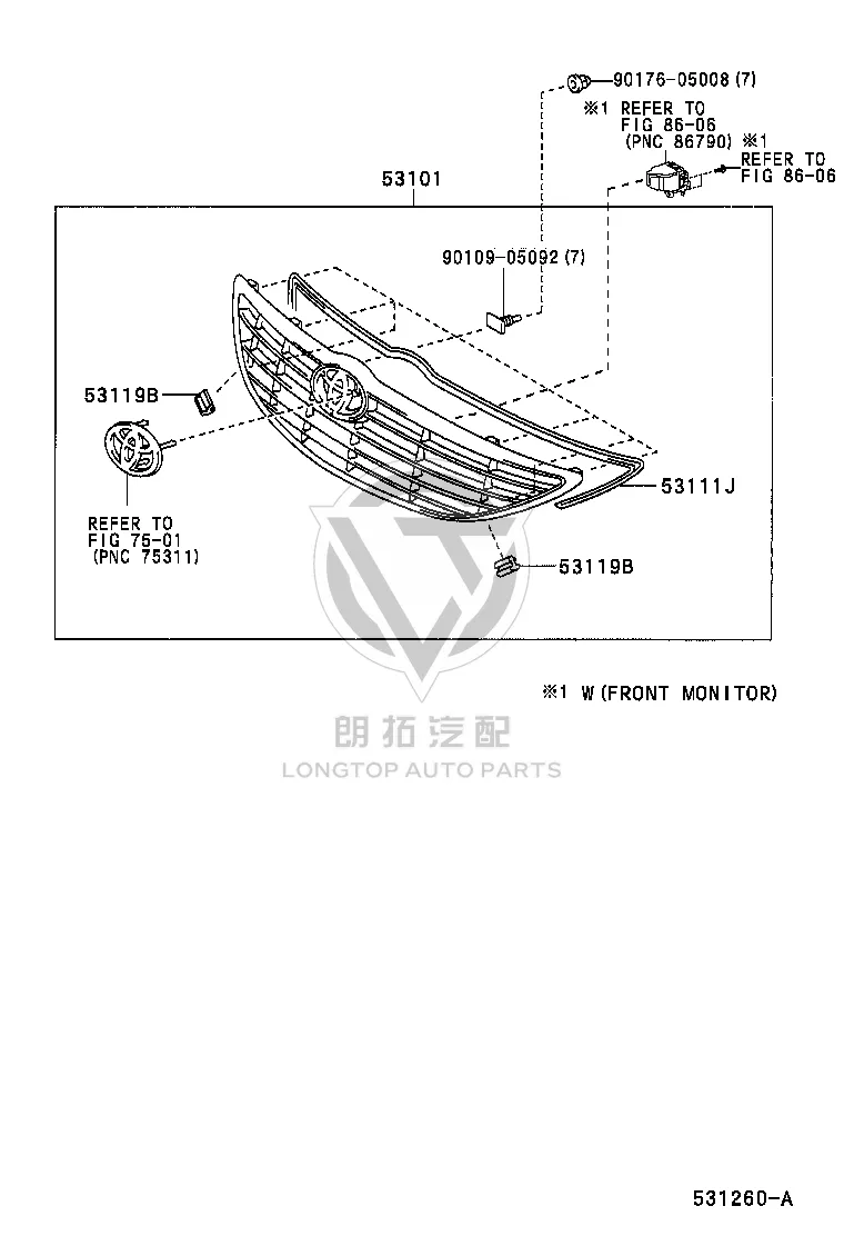 Snap fastener 53119-33080 for Toyota Camry