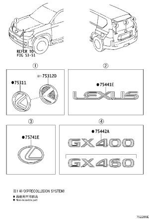 Tailgate Emblem 75444-60050 for Lexus GX400