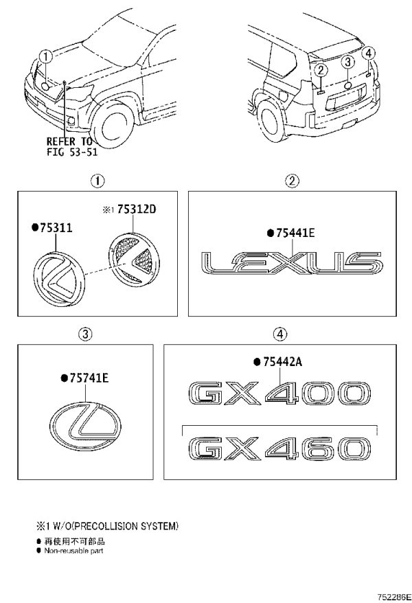Genuine Toyota Emblem 90975-02115 for Lexus GX400