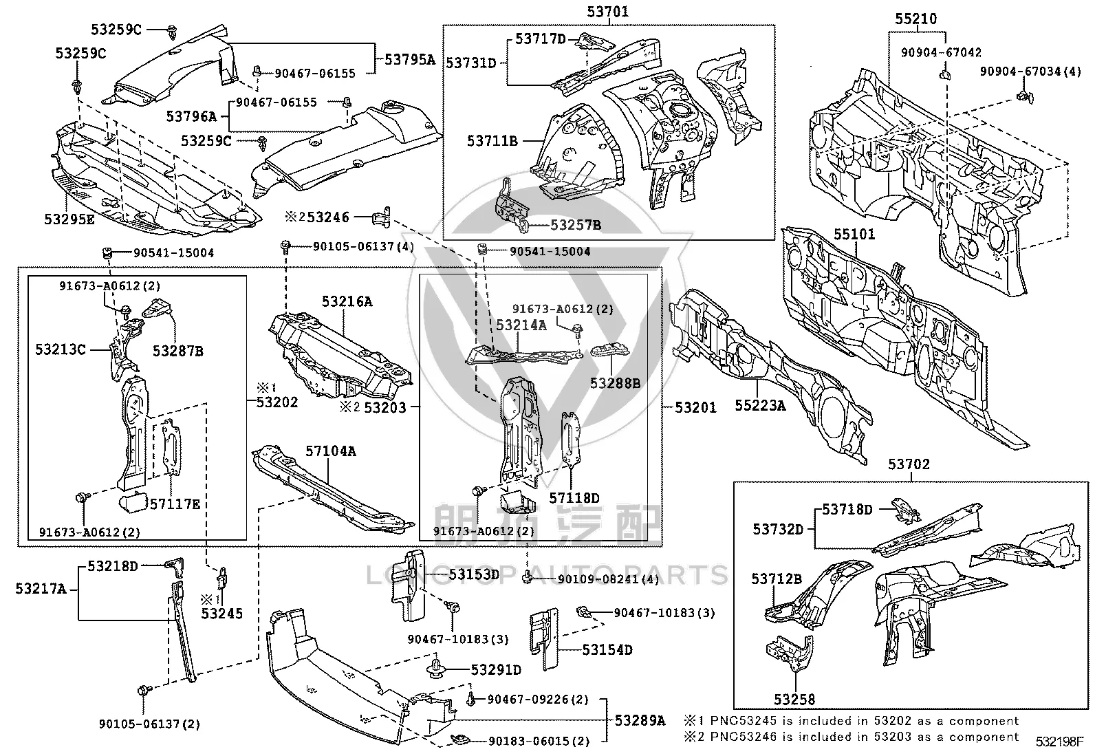 Radiator Side Air Guide 53153-53010 for Lexus IS250