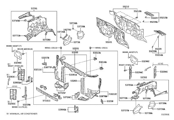 Right Front Panel Bracket Subassembly 53905-0C020 for Toyota Tundra