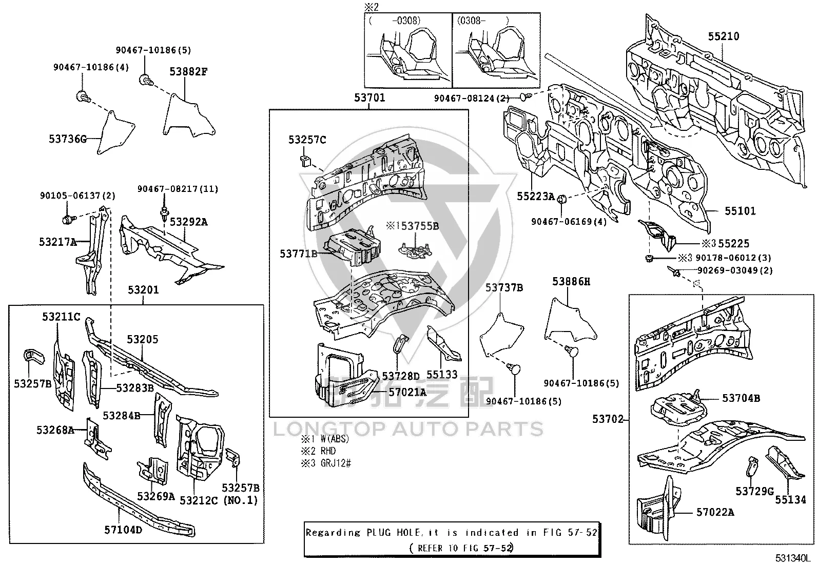 Radiator Support Cover 53292-60040 for Toyota Land Cruiser Prado