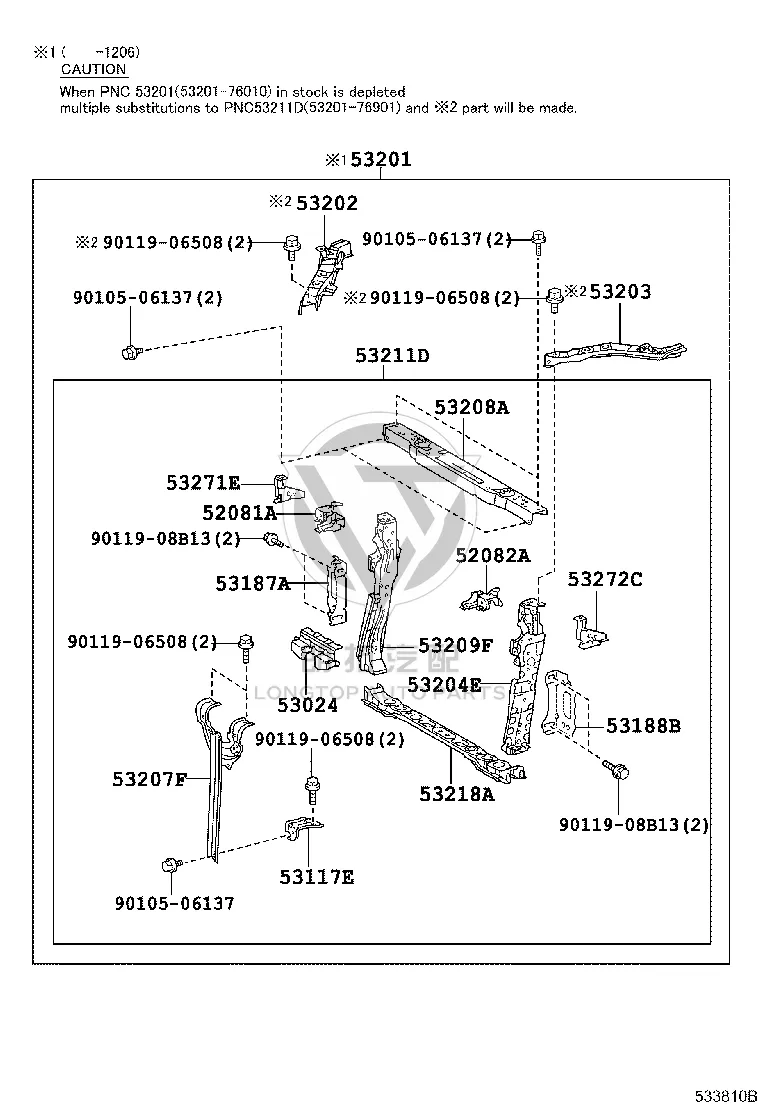 Headlight Support Bracket 53271-76010 for Lexus CT200H
