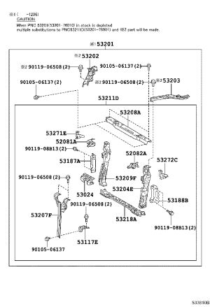 Cold air intake duct bracket sub-assembly 53207-76010 for Lexus CT200H