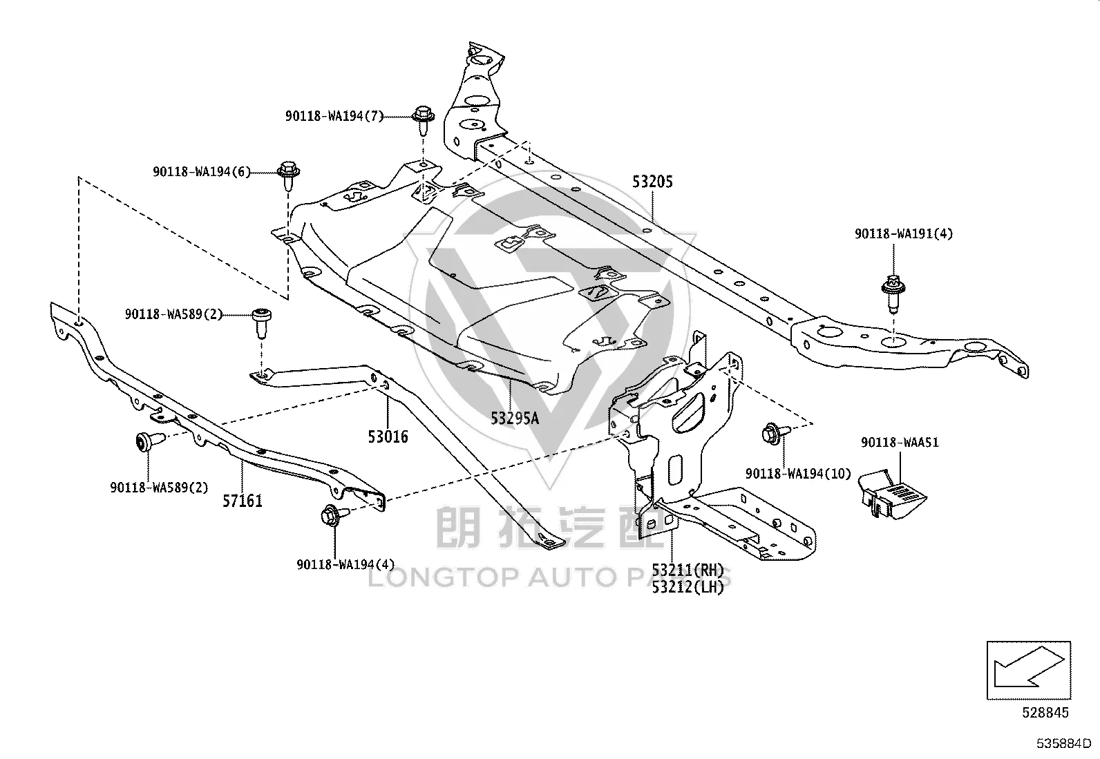 Radiator Right Support 53202-WAA01 for Toyota Supra