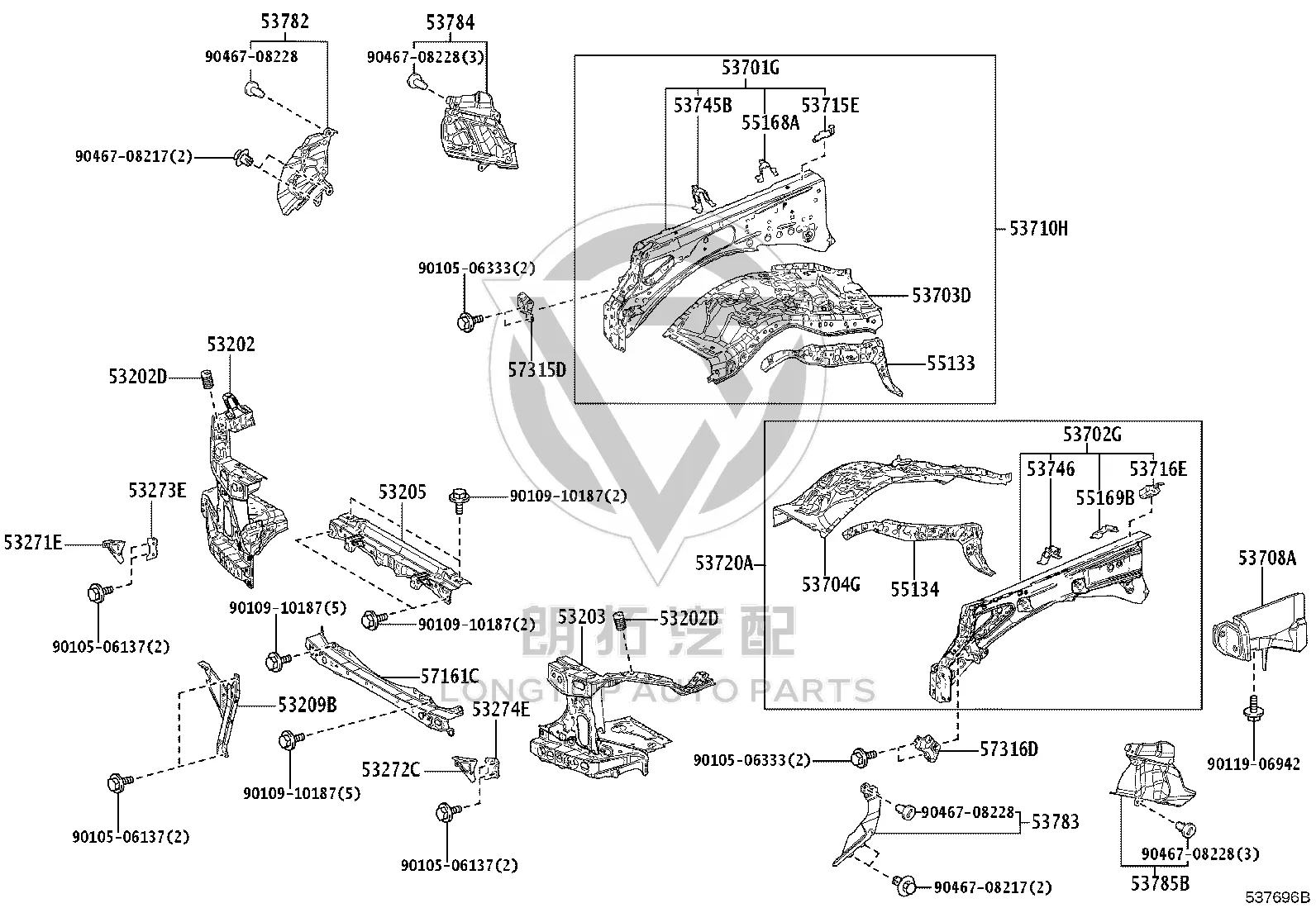 Headlight Mount (Top Right) 53206-60050 for Toyota Land Cruiser