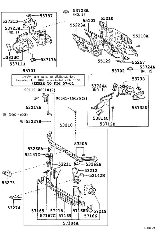 Front Cover Lock Bracket 53208-02100 for Toyota Corolla