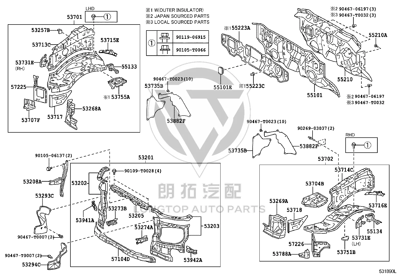 Front Hood Lock Bracket 53208-0K040 for Toyota Fortuner