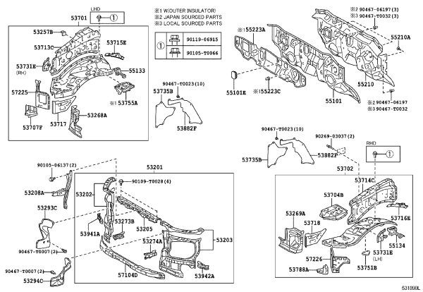 Front Hood Lock Bracket 53208-0K040 for Toyota Fortuner