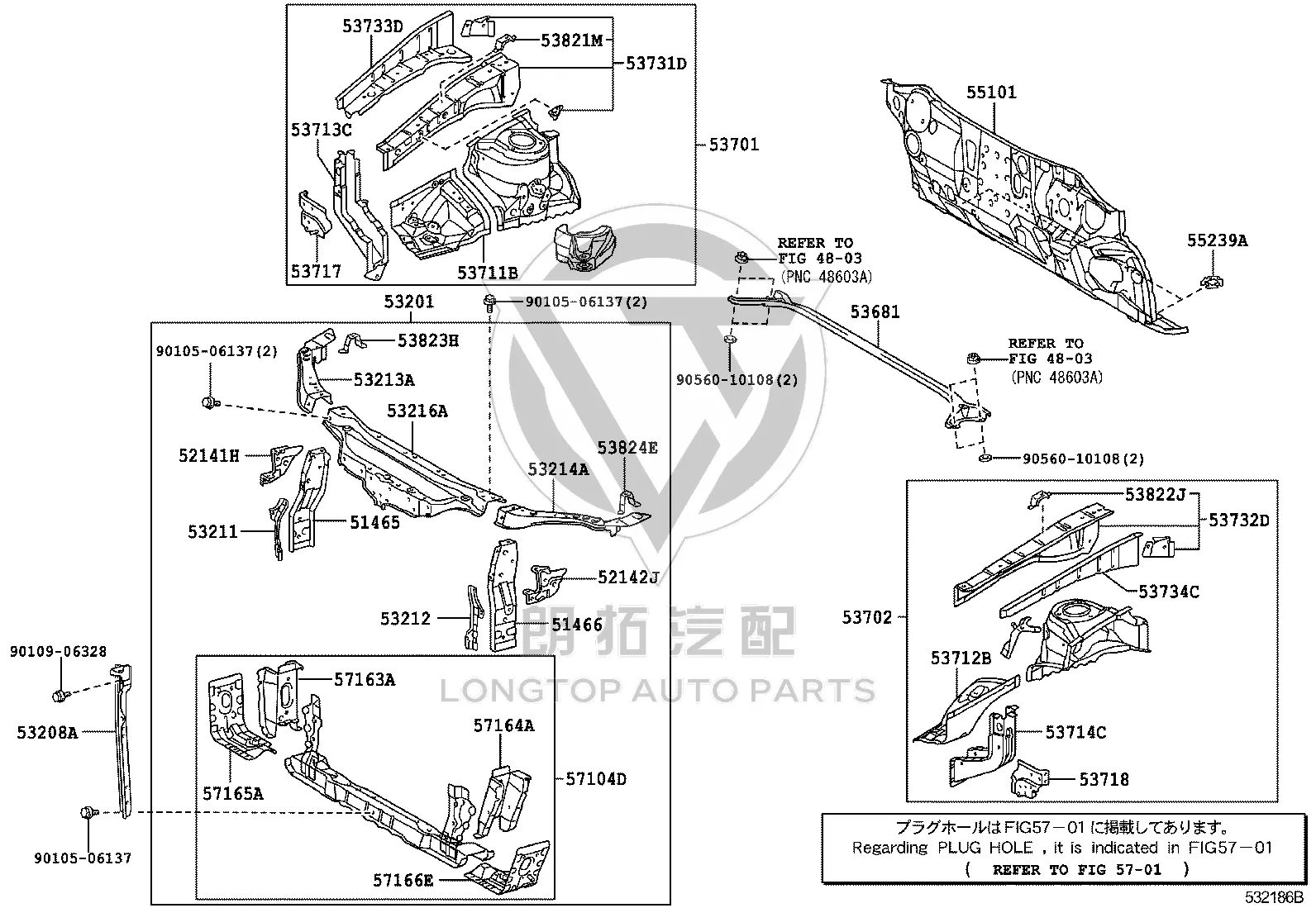 Headlight Mounting Bracket 53213-33040 for Lexus ES