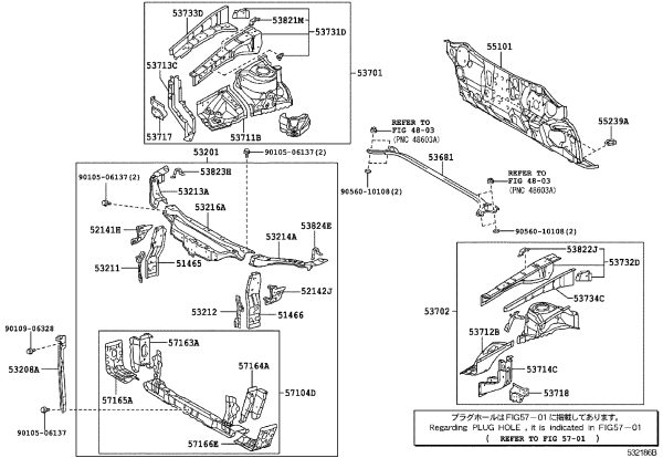 Front wall upper panel 55101-33400 for Lexus ES240