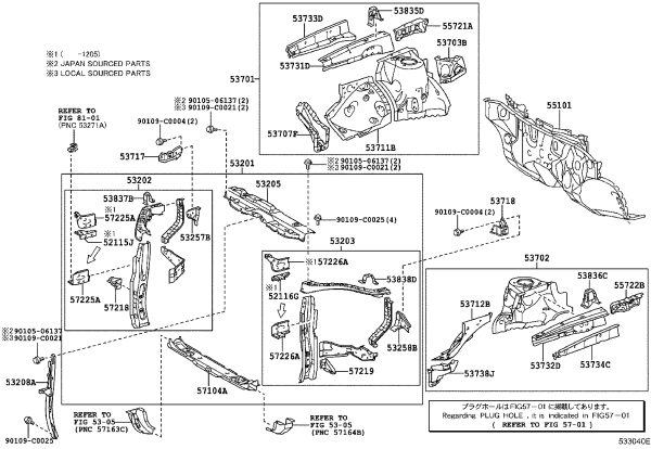 Front Fender Mount 53258-0E030 for Toyota Highlander