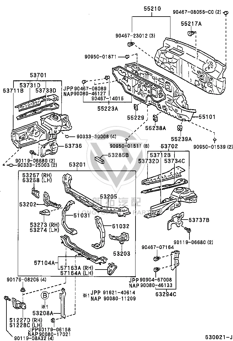 Front Bumper Arm Left Mounting Bracket 53273-3030 for Toyota Camry